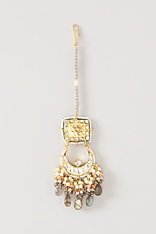 Gold Plated Semi-Precious Stone Meenakari Maang Tikka