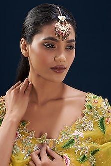 Gold Plated Semi-Precious Stone Meenakari Maang Tikka