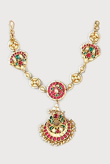 Gold Plated Kundan Polki & Semi-Precious Stone Mathapatti