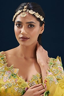 Gold Plated Kundan Polki & Semi-Precious Stone Mathapatti