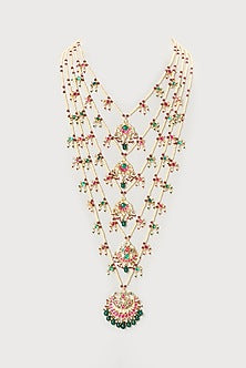 Gold Plated Kundan Polki & Semi-Precious Stone Long Necklace