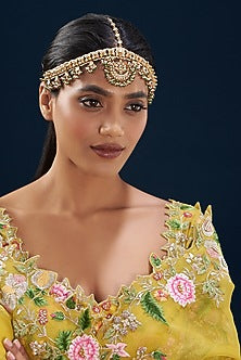 Gold Plated Kundan Polki & Semi-Precious Stone Mathapatti