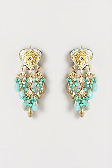 Gold Plated Semi-Precious Stone Meenakari Enameled Dangler Earrings