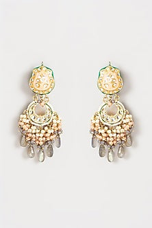 Gold Plated Semi-Precious Stone Meenakari Enameled Dangler Earrings