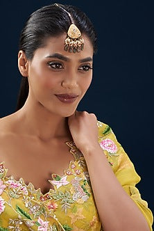 Gold Plated Semi-Precious Stone Meenakari Enameled Maang Tikka