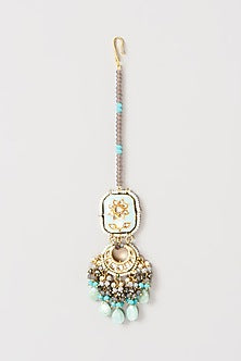 Gold Plated Semi-Precious Stone Meenakari Enameled Maang Tikka