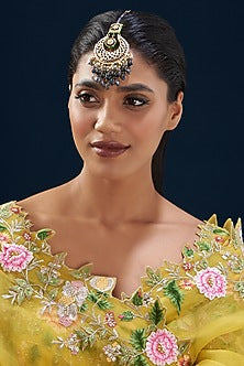 Gold Plated Semi-Precious Stone Meenakari Enameled Maang Tikka
