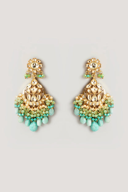 Gold Plated Kundan Polki & Semi-Precious Stone Choker Necklace Set