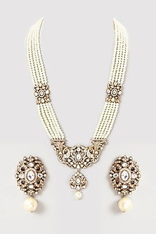Gold Plated Kundan Polki & Semi-Precious Stone Long Necklace Set