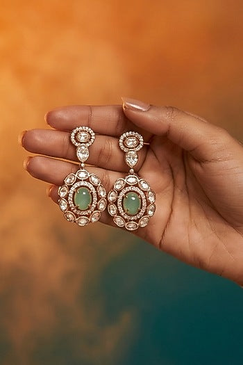 Micro Gold Finish Kundan Polki & Pearl Necklace Set