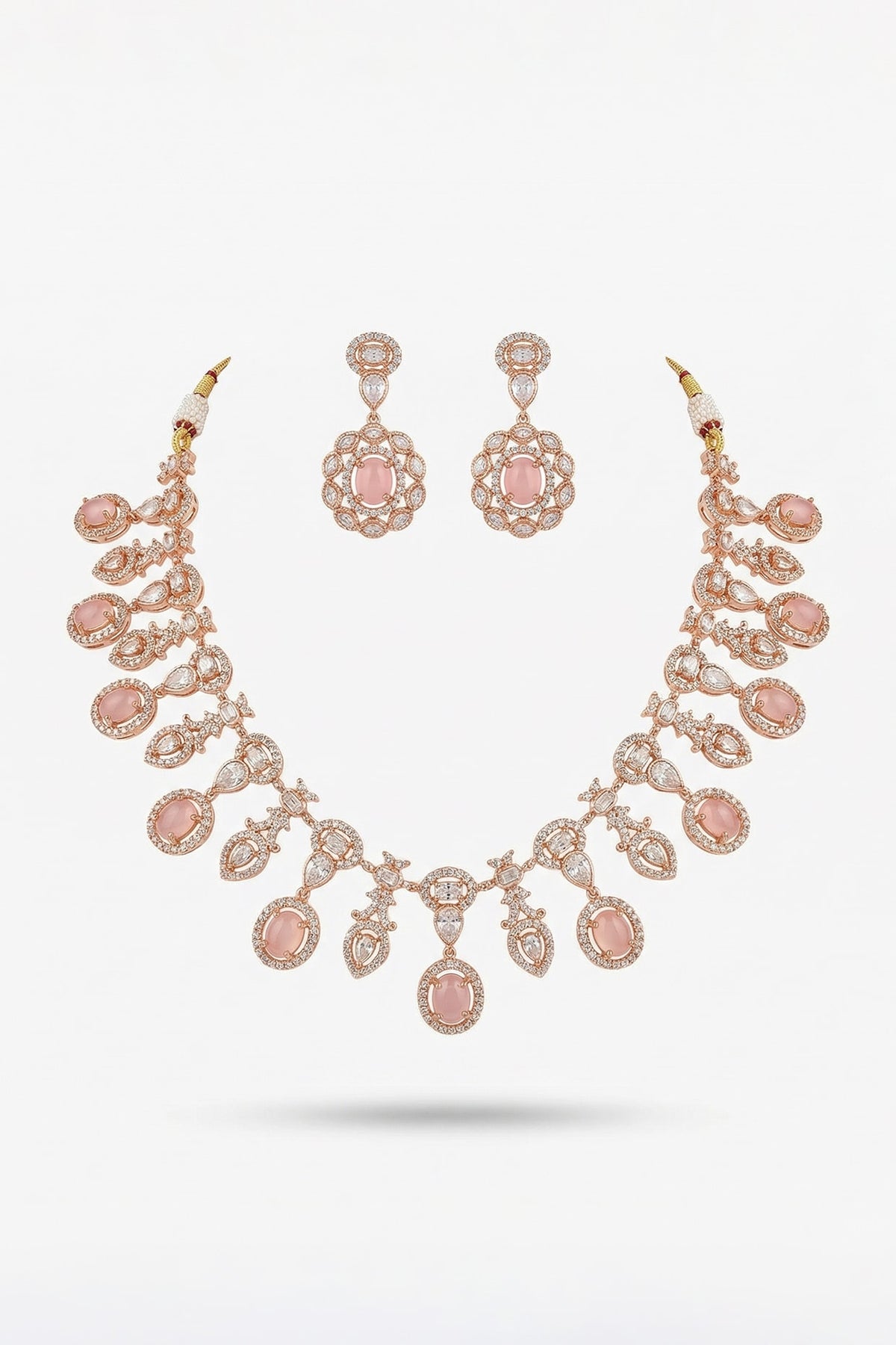 Micro Gold Finish Kundan Polki & Pearl Necklace Set