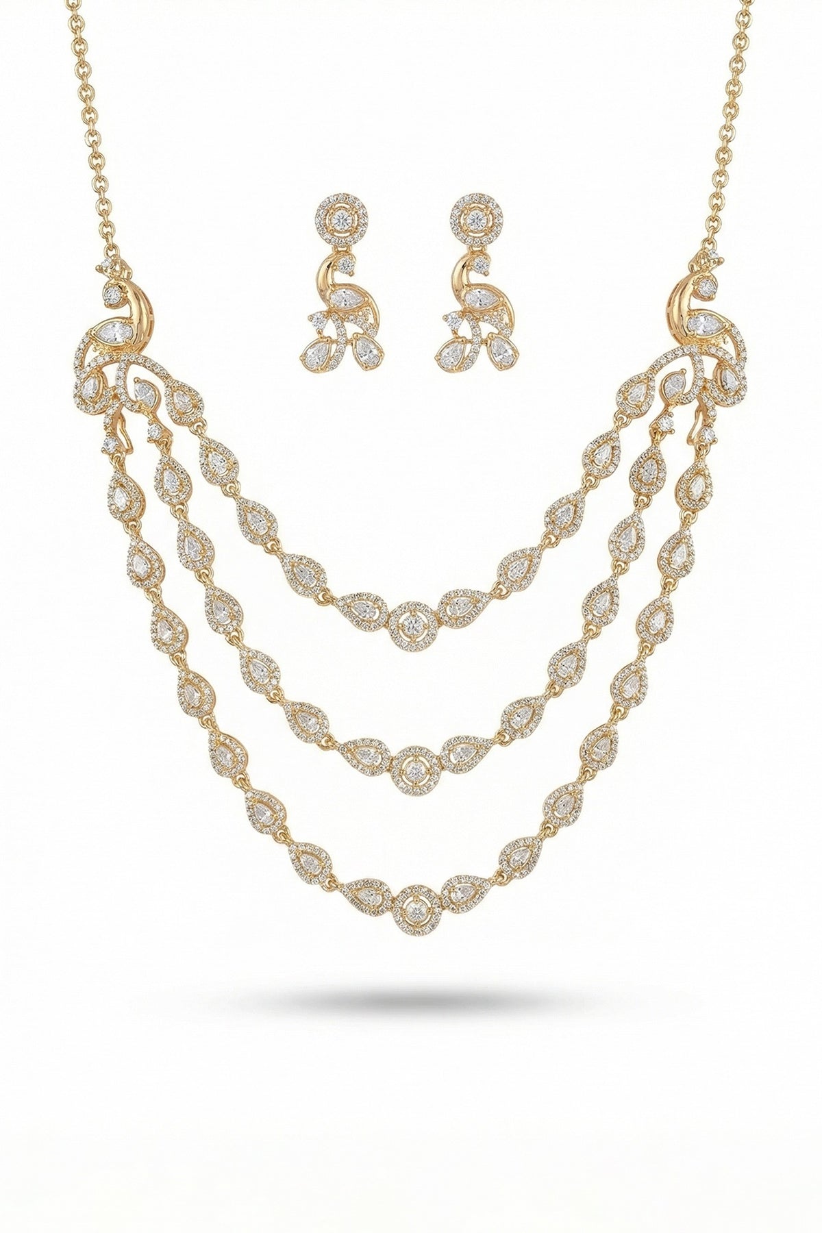 Micro Gold Finish Kundan Polki & Pearl Necklace Set