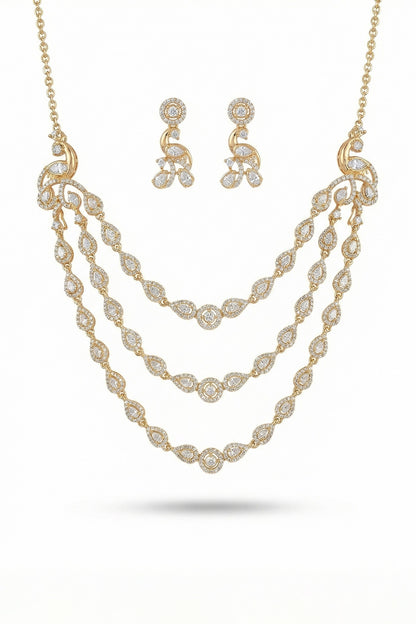 Micro Gold Finish Kundan Polki & Pearl Necklace Set