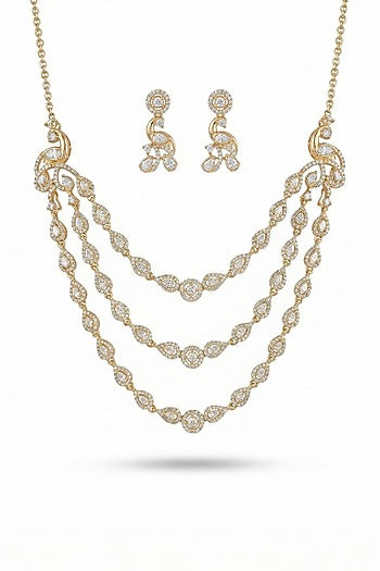 Micro Gold Finish Kundan Polki & Pearl Necklace Set