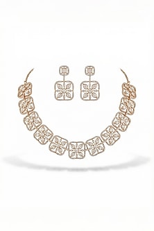 Micro Gold Finish Kundan Polki & Pearl Necklace Set