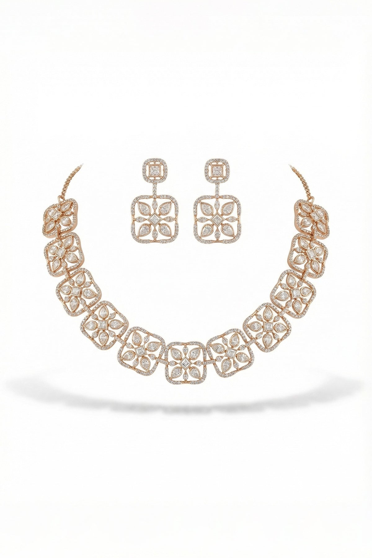 Micro Gold Finish Kundan Polki & Pearl Necklace Set