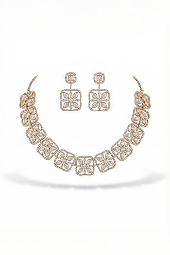 Micro Gold Finish Kundan Polki & Pearl Necklace Set