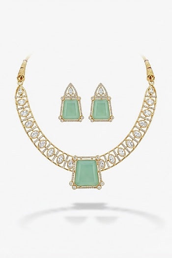 Micro Gold Finish Kundan Polki & Pearl Necklace Set