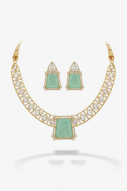 Micro Gold Finish Kundan Polki & Pearl Necklace Set