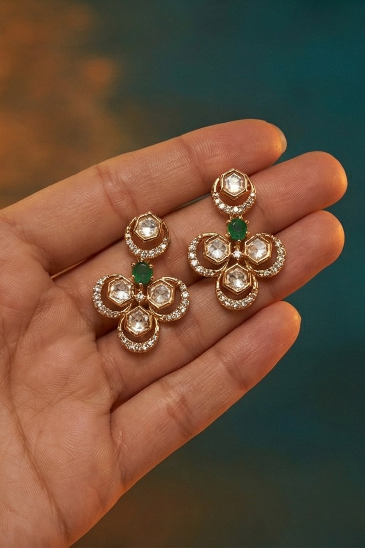 Micro Gold Finish Kundan Polki & Pearl Necklace Set