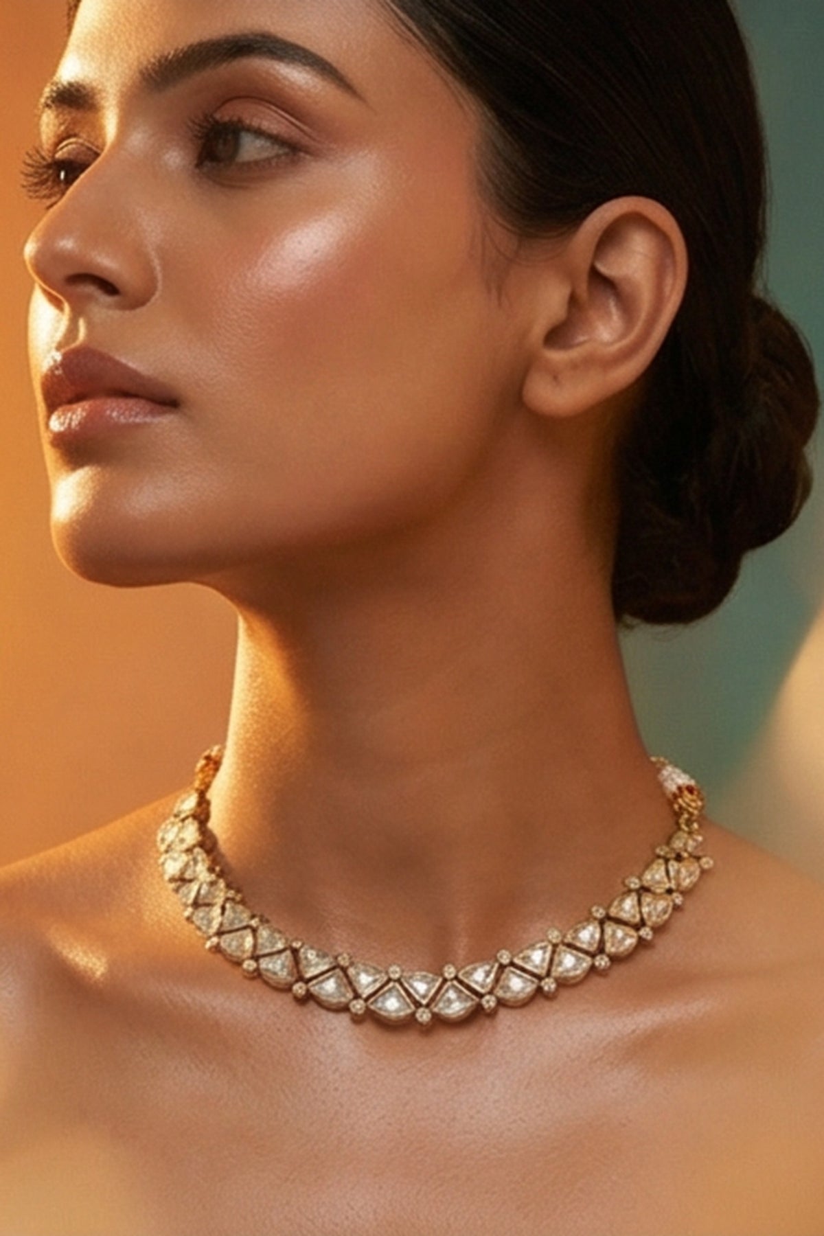 Micro Gold Finish Kundan Polki & Pearl Necklace Set