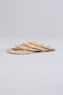 Gold Finish Swarovski Bangles (Set Of 2)