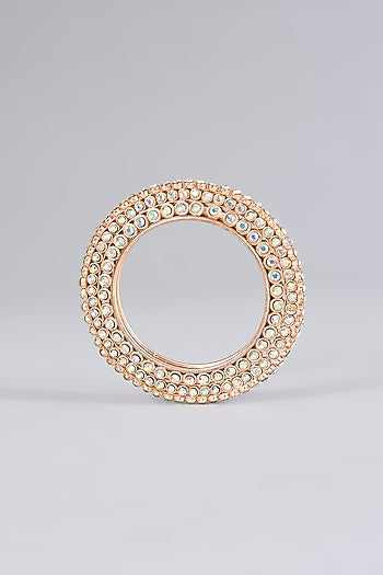 Gold Finish Swarovski Bangles (Set Of 2)