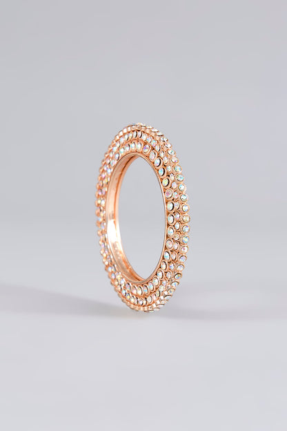 Gold Finish Swarovski Bangles (Set Of 2)