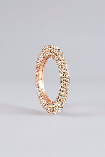 Gold Finish Swarovski Bangles (Set Of 2)