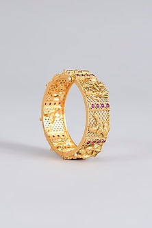 Gold Finish Temple Bangles (Set Of 2)