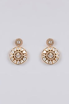 Gold Finish Moissanite Kundan Polki Necklace Set