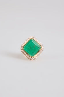 Gold Finish Green Stone Ring