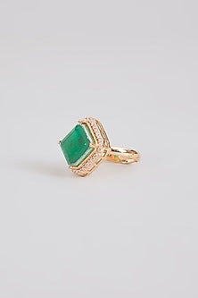 Gold Finish Green Stone Ring
