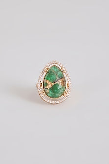 Gold Finish Green Stone Ring