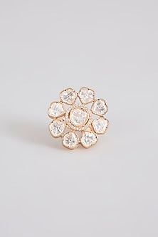 Gold Finish Kundan Polki Ring