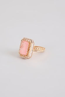 Gold Finish Pink Stone Ring