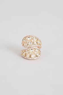Gold Finish Kundan Polki Ring