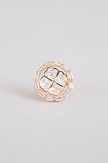 Gold Finish Kundan Polki Ring