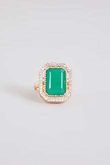 Gold Finish Turquoise Stone Ring