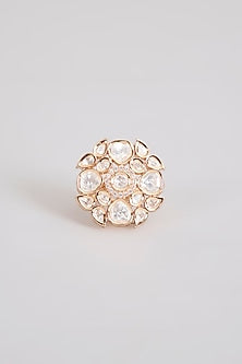 Gold Finish Kundan Polki Ring