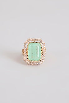Gold Finish Green Stone Ring
