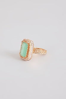 Gold Finish Green Stone Ring