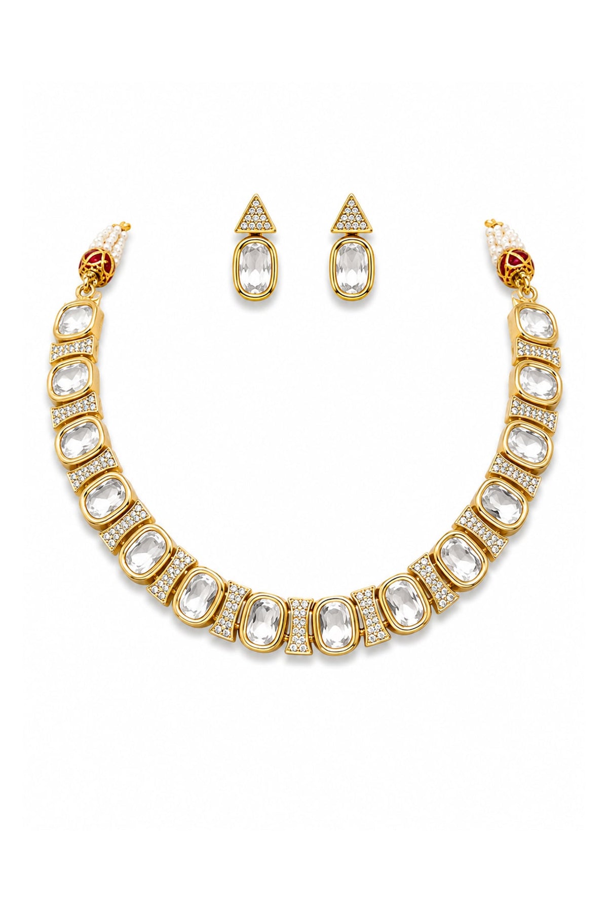 Micro Gold Finish Kundan Polki Necklace Set