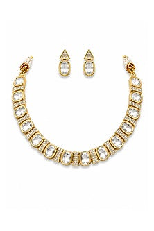 Micro Gold Finish Kundan Polki Necklace Set