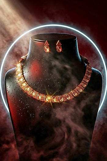 Micro Gold Finish Kundan Polki Necklace Set