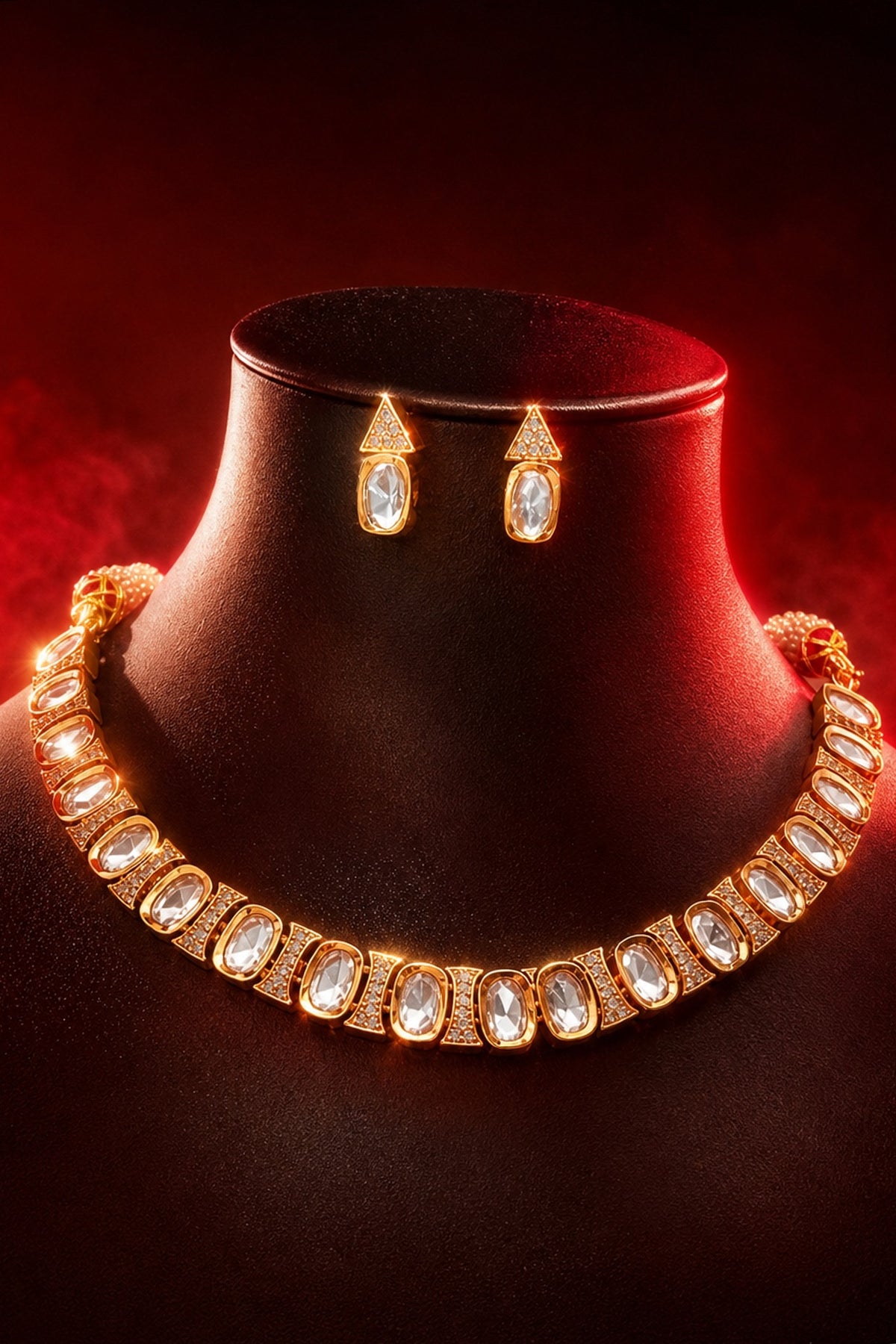 Micro Gold Finish Kundan Polki Necklace Set