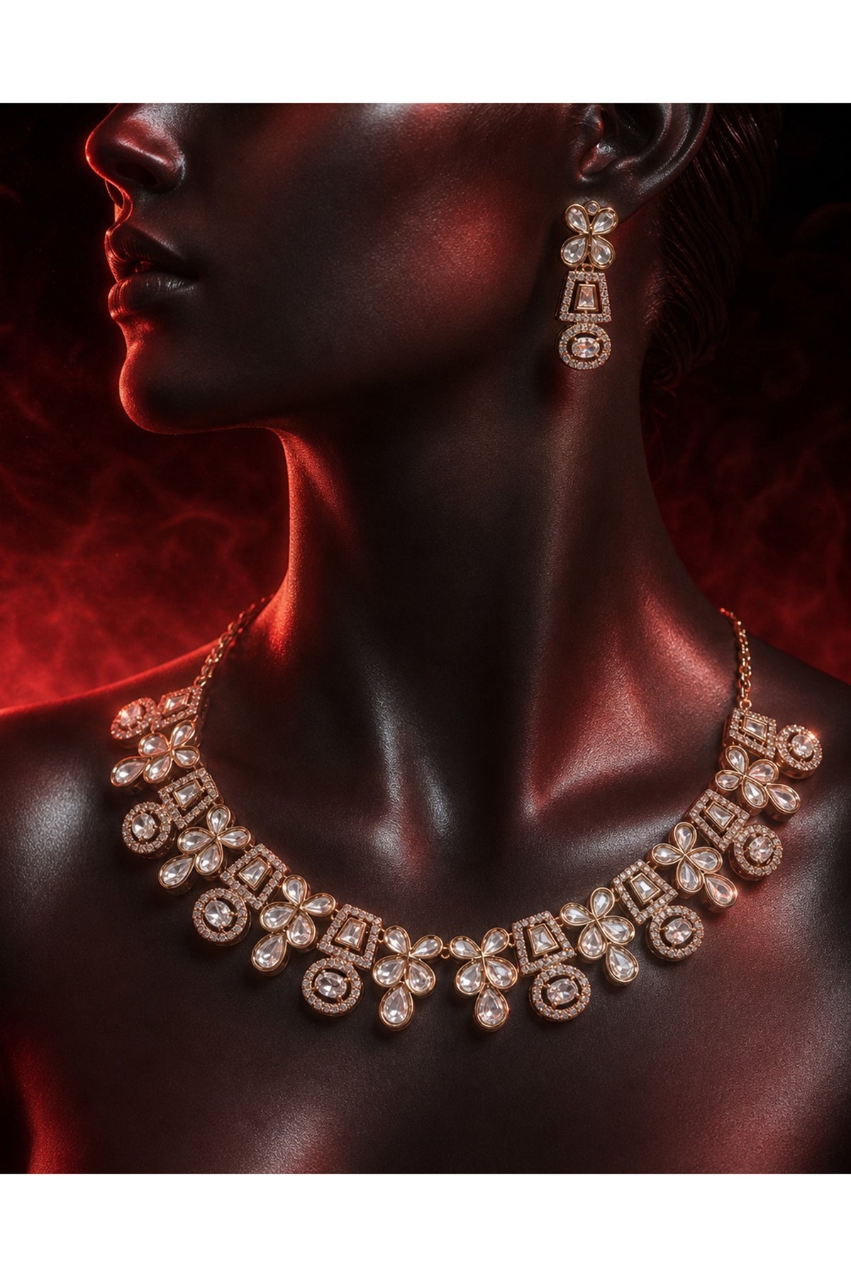 Micro Gold Finish Kundan Polki Necklace Set