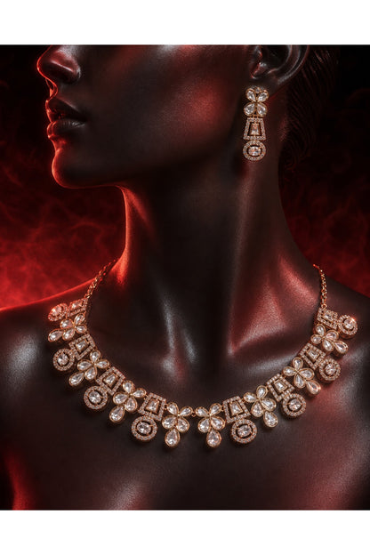 Micro Gold Finish Kundan Polki Necklace Set
