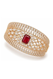 Micro Gold Finish Red Stone Bangle