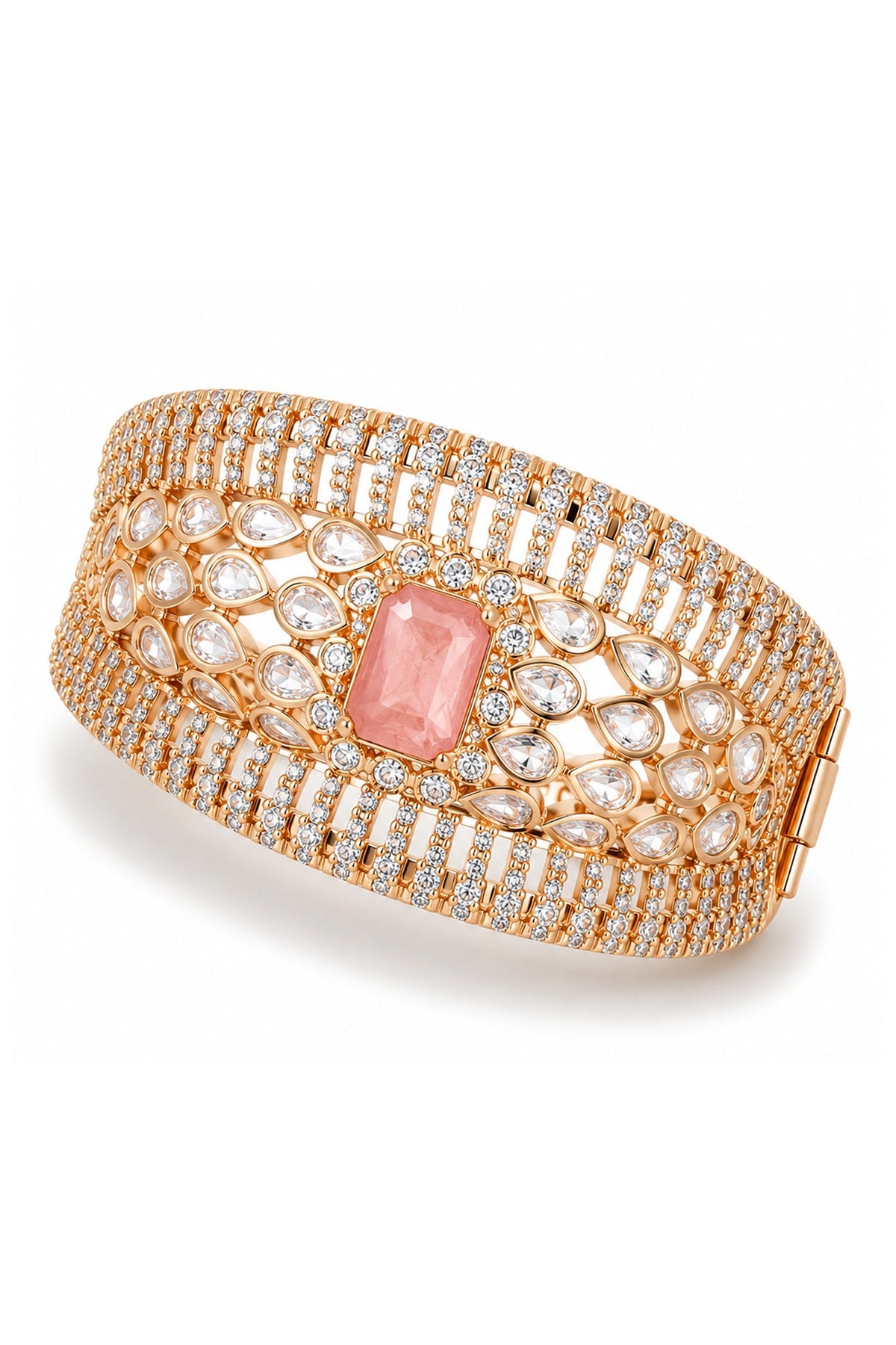 Micro Gold Finish Pink Stone Bangle